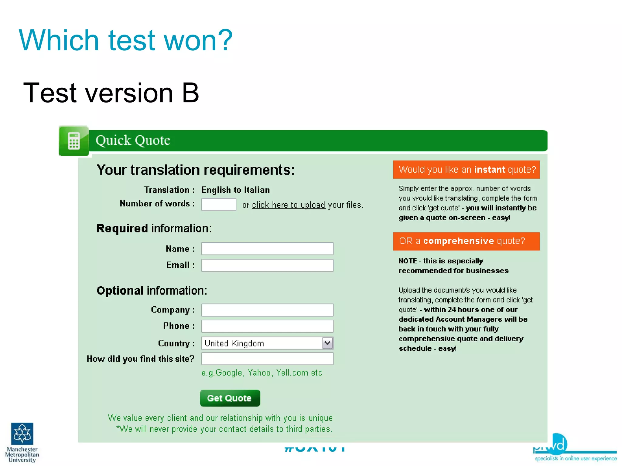 Which test won? Test version B 