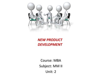 NEW PRODUCT
DEVELOPMENT
Course: MBA
Subject: MM II
Unit: 2
 