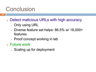 Malicious url detection using machine learning | PPTX
