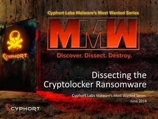 Dissecting the
Cryptolocker Ransomware
Cyphort Labs Malware’s Most Wanted Series
June 2014
 