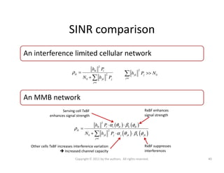 SINR comparison
An interference limited cellular network
2
2
0
ik i
ik
jk j
j i
h P
N h P
ρ
≠
=
+ ∑
2
0jk j
j i
h P N
≠
>>...