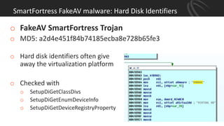 SmartFortress FakeAV malware : Exotic Instruction Sets
• MMX is an Intel instruction set designed
for faster processing of...
