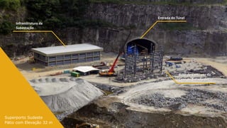Superporto Sudeste
Pátio com Elevação 32 m
31
Base de Concreto da
Casa de Transferência
Infraestrutura da
Subestação
Entrada do Túnel
 