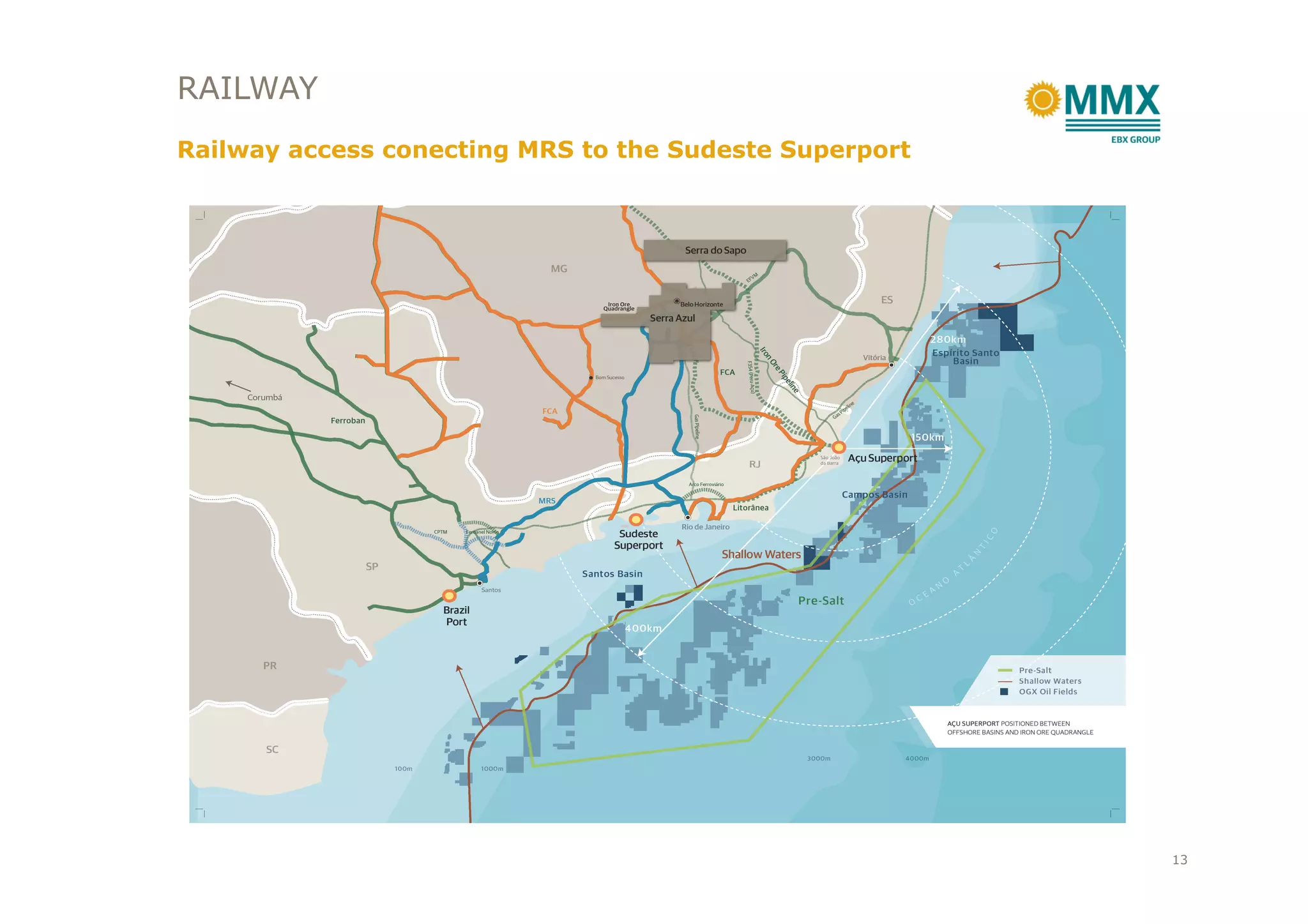 RAILWAY
Railway access conecting MRS to the Sudeste Superport
13
 