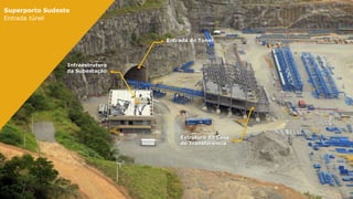 Superporto Sudeste
Entrada túnel

Entrada do Túnel

Infraestrutura
da Subestação

Estrutura da Casa
de Transferência

 