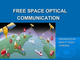 FREE SPACE OPTICAL
COMMUNICATION

PRESENTED BYNIDHI P TIGGA
& MRINAL

 