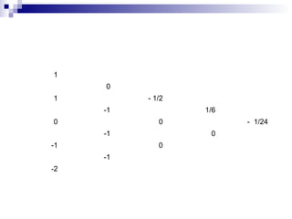 1
0
1

- 1/2
-1

0

1/6
0

-1
-1
-2

0
0

-1

- 1/24

 
