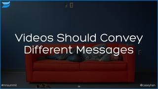 Videos Should Convey
Different Messages
59#mnsummit @caseyhen
 