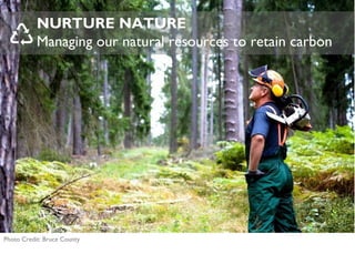 NURTURE NATURE
Managing our natural resources to retain carbon
Photo Credit: Bruce County
 