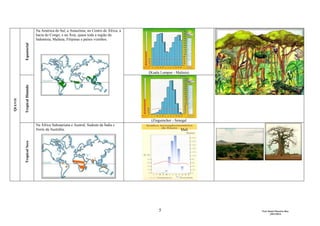 Na América do Sul, a Amazónia; no Centro de África, a
                           bacia do Congo; e na Ásia, quase toda a região da
                           Indonésia, Malásia, Filipinas e países vizinhos.
         Equatorial




                                                                                   (Kuala Lumpur - Malásia)
         Tropical Húmido
QUENTE




                                                                                    (Zinguinchor - Senegal
                           Na África Subsaariana e Austral, Sudeste da Índia e
                           Norte da Austrália.                                                        Mali
         Tropical Seco




                                                                                         5                    Prof. Daniel Maurício Dias
                                                                                                                     (2012/2013)
 