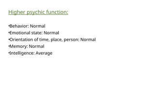 Psycic Functioning A 70 years old man with Bilateral Upper limbs weakness and Swallowing ...