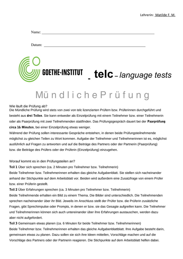 telc Mündliche Prüfung PDF