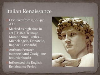 Mnd the english renaissance and william shakespeare | PPTX