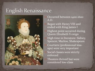 Mnd the english renaissance and william shakespeare | PPTX