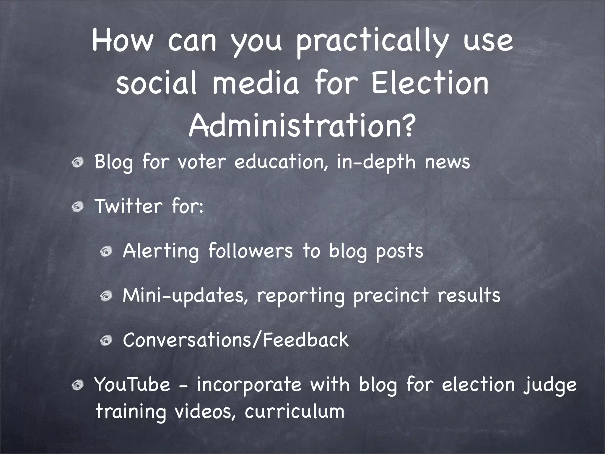 Web Tools for Election Administration