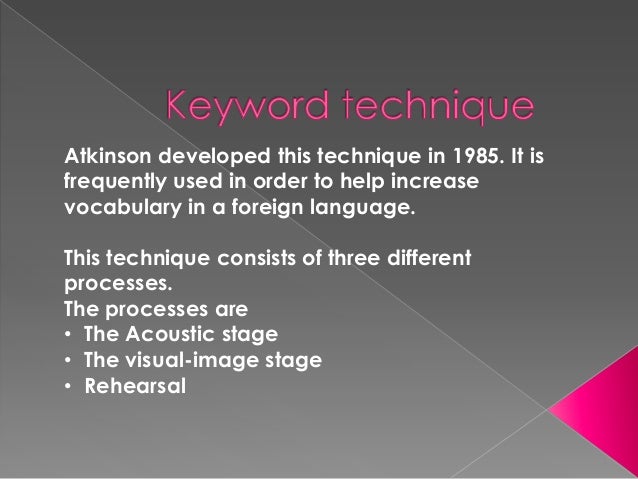 Mnemonic 4 keyword technique