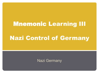 MnemonicLearning IIINazi Control of Germany Nazi Germany 