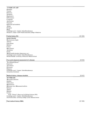 Vindicate Chart Mnemonics for medicine students | PDF