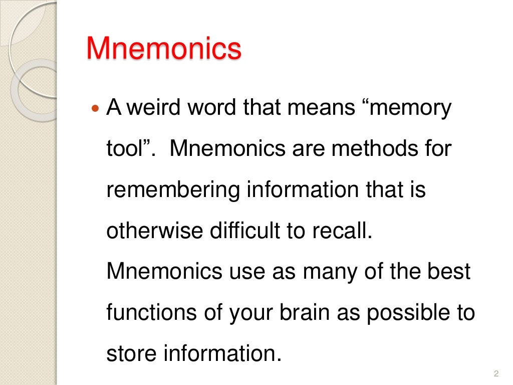Mnemonics ppt