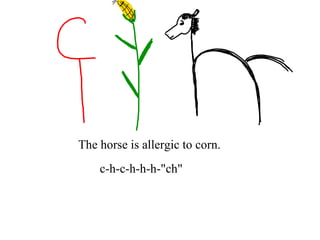 The horse is allergic to corn. c-h-c-h-h-h-&quot;ch&quot; 