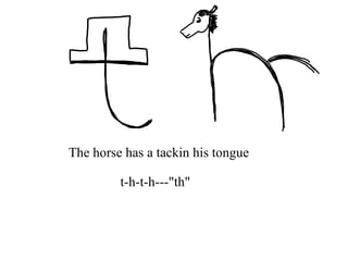 The horse has a tackin his tongue t-h-t-h---&quot;th&quot; 