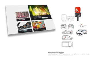 televisión local gijón
logotipo ¬ tarjetas de visita ¬ sobres ¬ sello ¬ hoja carta ¬ invitaciones ¬ folletos ¬ página web ¬ diseño de programas ¬ diseño del
plató del “informativos” ¬ rotulación de coches ¬ diseño de micros y cubiletes ¬
 