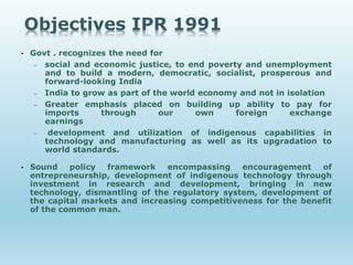 Obgitives Ipr Industrial Policy Presentation | PPTX
