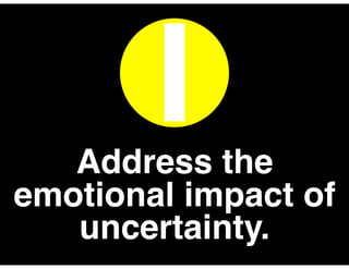 Address the
emotional impact of
uncertainty.
I
 