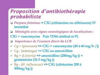 Proposition d’antibiothérapie
probabiliste




 