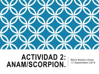 ACTIVIDAD 2:
ANAM/SCORPION.
María Natalia Lomas
17/Septiembre/2019
 