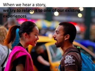 When we hear a story,
we try to relate it to one of our existing
experiences
 