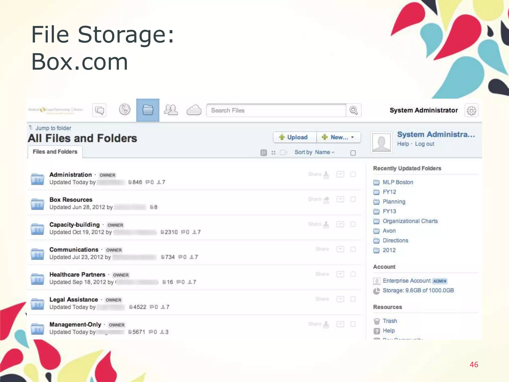 File Storage:
Box.com




                46
 