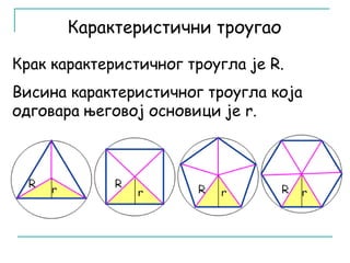 Карактеристични троугао 
Крак карактеристичног троугла је R. 
Висина карактеристичног троугла која 
одговара његовој основици је r. 
 