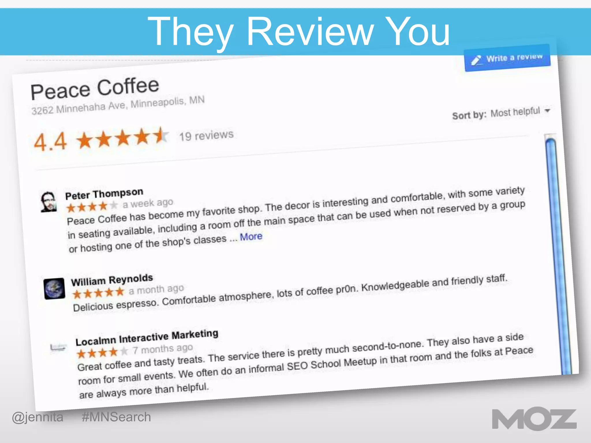 They Review You

@jennita

#MNSearch

 