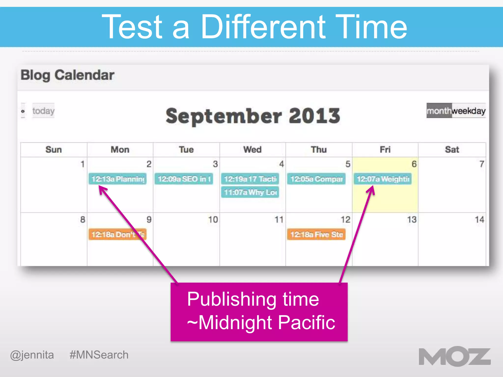 Test a Different Time

Publishing time
~Midnight Pacific
@jennita

#MNSearch

 