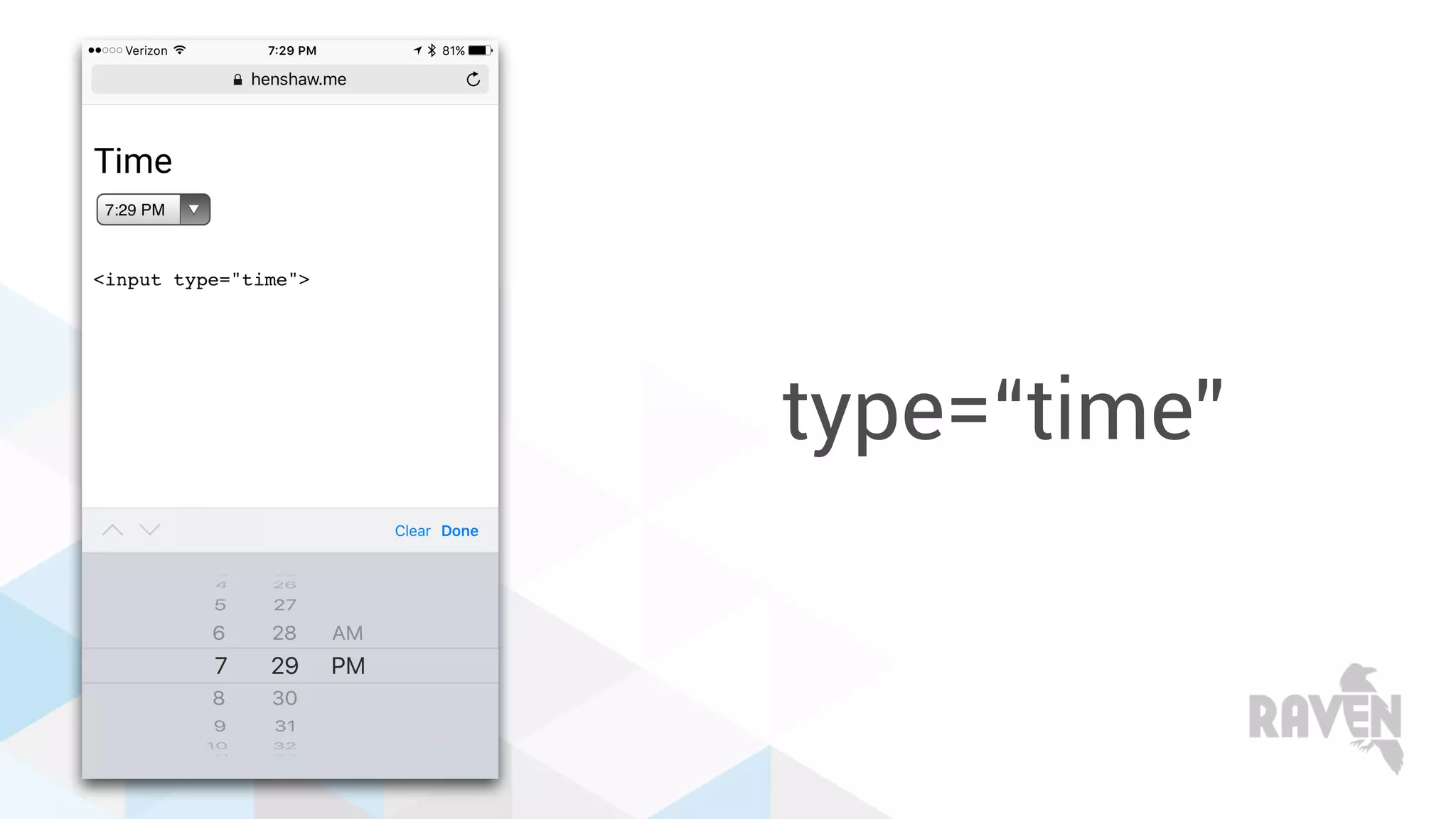 type=“time”
 