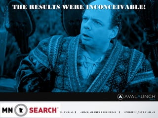 CONTENT GOES HERE
MATT SILTALA | AVALAUNCH MEDIA | @MATT_SILTALA
THE RESULTS WERE INCONCEIVABLE!THE RESULTS WERE INCONCEIVABLE!
 