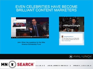 CONTENT GOES HERE
MATT SILTALA | AVALAUNCH MEDIA | @MATT_SILTALA
EVEN CELEBRITIES HAVE BECOME
BRILLIANT CONTENT MARKETERS
John Oliver has questions for the Miss
America Scholarship Fund
 
