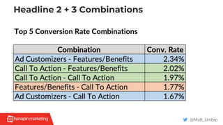Headline 2 + 3 Combinations
@Matt_Umbro
Top 5 Conversion Rate Combinations
 