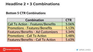 Headline 2 + 3 Combinations
@Matt_Umbro
Bottom 5 CTR Combinations
 