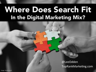 #MnSummit	
  	
   @leeodden	
  
Where Does Search Fit
In the Digital Marketing Mix?
@LeeOdden	
  
TopRankMarke7ng.com	
  
Image:	
  Shu>erstock	
  
 
