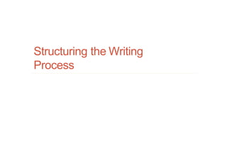 Structuring the Writing
Process
 