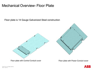 Mechanical Overview- Floor Plate
© BU 3101 Low Voltage Systems
9/6/17 | Slide 12
Floor plate is 14 Gauge Galvanized Steel construction
Floor plate with Control Conduit cover Floor plate with Power Conduit cover
 