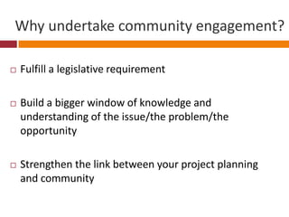 As schools and communities move fromcommunication to engagementcommunicate to                   deliberate withpublic hearing                      community conversationseeking to establish/           seeking and findingprotect turf                           common groundpublic relations                     public engagement