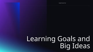 Learning Goals and
Big Ideas
Sample Footer Text
 
