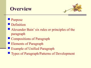 Comprehensive Guide to Paragraph Writing and Development Principles | PPT
