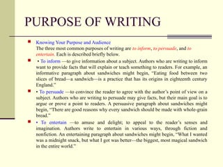 Purpose Inform Comprehensive Guide to Paragraph Writing and Development Principles | PPT