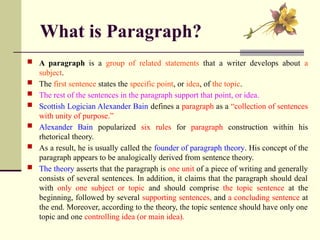 Comprehensive Guide to Paragraph Writing and Development Principles | PPT