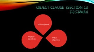Main objective
Ancillary
objectives
Other
objectives
 