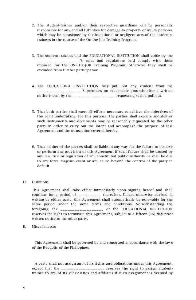 memorandum of agreement sample memorandum of agreement template